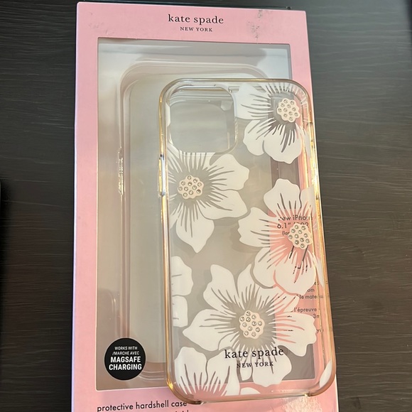 Kate Spade iPhone 12 Pro case. White flower design